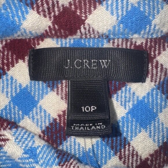 J.Crew Women’s Crimson Petal Plaid Boyfriend Flannel Button Up Shirt Sz 10P NEW - Picture 6 of 11